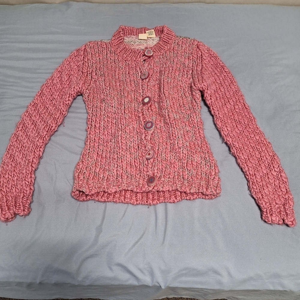 Oxford Fulham pink wool blend cardigan sweater in a size medium.